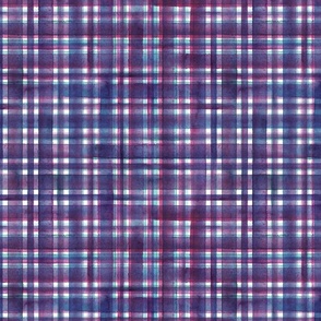 Watercolor blue and red stripes plaid on white background