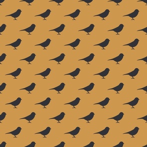Little blue birds on yellow, home decor fabric, bird fabric, blue bird fabric,