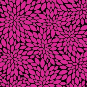 Dahlia Blossoms Pattern - Barbie Pink and Black