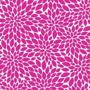 Dahlia Blossoms Pattern - Barbie Pink and White
