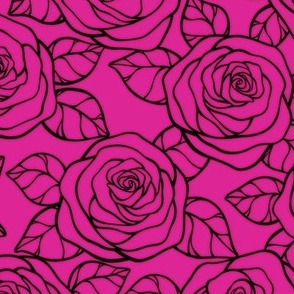 Rose Cutout Pattern - Barbie Pink and Black