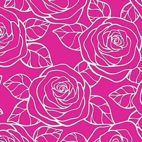 Rose Cutout Pattern - Barbie Pink and White