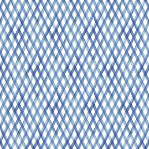 Watercolor diagonal blue striped gingham plaid seamless texture