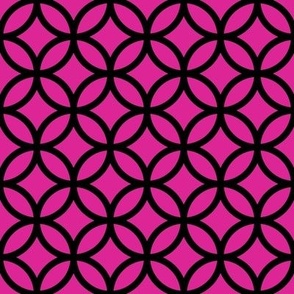 Interlocked Circles Pattern - Barbie Pink and Black