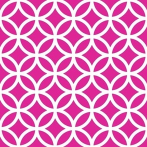 Interlocked Circles Pattern - Barbie Pink and White