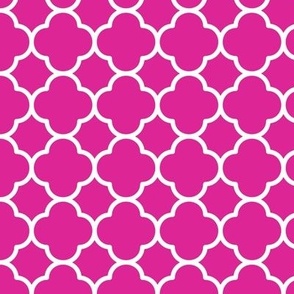 Quatrefoil Pattern - Barbie Pink and White