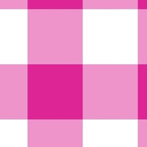 Extra Jumbo Gingham Pattern - Barbie Pink and White