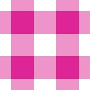 Jumbo Gingham Pattern - Barbie Pink and White