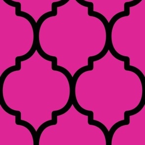 Extra Large Moroccan Tile Pattern - Barbie Pink and Black