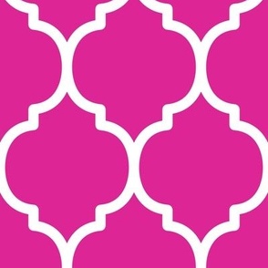 Extra Large Moroccan Tile Pattern - Barbie Pink and White