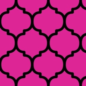 Large Moroccan Tile Pattern - Barbie Pink and Black