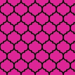 Moroccan Tile Pattern - Barbie Pink and Black