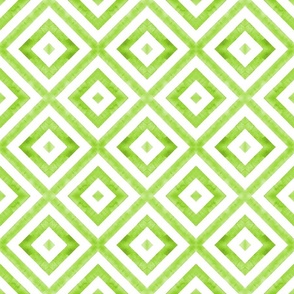 Watercolor yellow green geometric rhombus squares pattern