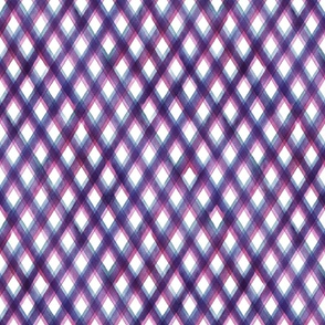 Watercolor diagonal pink blue striped gingham plaid seamless texture