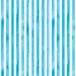 Watercolor teal blue stripes on white background