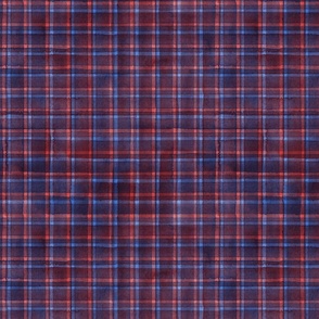 Watercolor blue navy red stripes plaid background