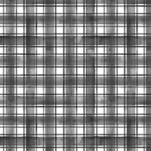  Black and white watercolor gingham plaid 