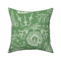 Holiday Traditions Toile White on Green