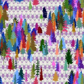 fair isle tree knit purple