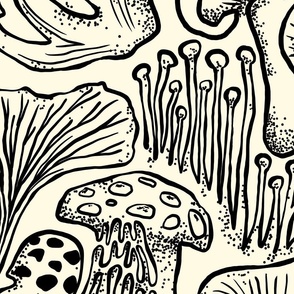 The Mushroom Garden - large - mushrooms, fungi, minimalist, vintage mushrooms 