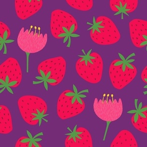 Strawberry Flower on Purple