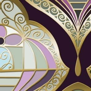 Victorian Greenhouse inspired Art Deco gold on  plum