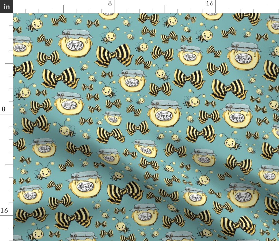 Honey bee bow blue