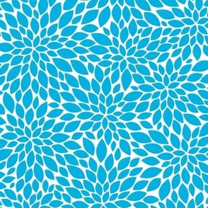 Dahlia Blossoms Pattern - Cerulean and White