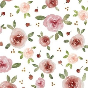 Medium // Mila: Watercolor roses, leaves, rosebuds & dots