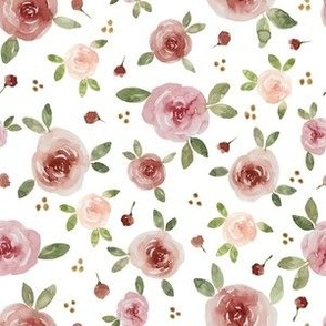 Small // Mila: Watercolor roses, leaves, rosebuds & dots