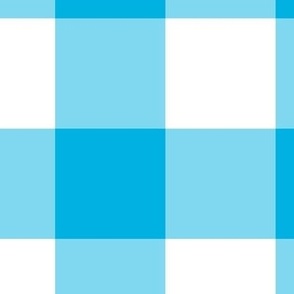 Extra Jumbo Gingham Pattern - Cerulean and White