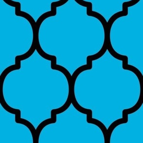 Extra Large Moroccan Tiles Pattern - Cerulean and Black