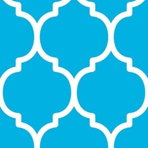 Extra Large Moroccan Tiles Pattern - Cerulean and White