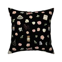 sewing blush floral black