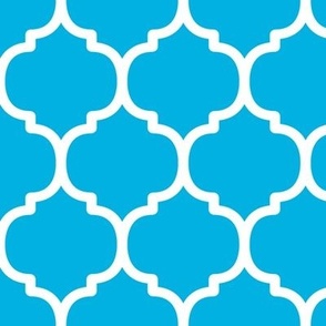 Large Moroccan Tiles Pattern - Cerulean and White