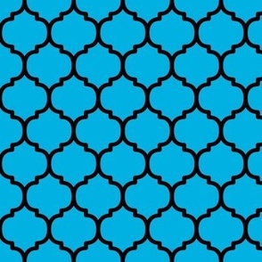 Moroccan Tiles Pattern - Cerulean and Black
