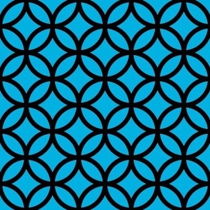 Interlocked Circles Pattern - Cerulean and Black