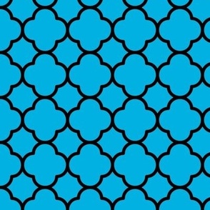 Quatrefoil Pattern - Cerulean and Black