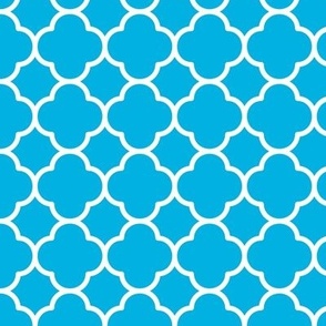 Quatrefoil Pattern - Cerulean and White