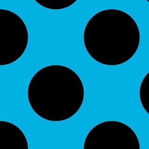 Large Polka Dot Pattern - Cerulean and Black