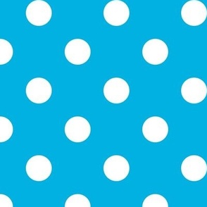 Big Polka Dot Pattern - Cerulean and White