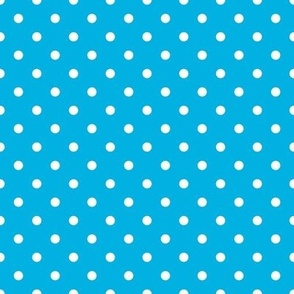 Small Polka Dot Pattern - Cerulean and White