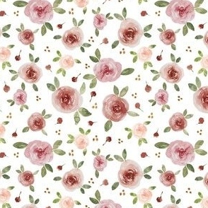 Mini Micro // Mila: Watercolor roses, leaves, rosebuds & dots