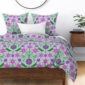 Audrey Floral Botanical Cottage Damask in Pink Purple Green Blue - LARGE SCALE - UnBlink Studio by Jackie Tahara