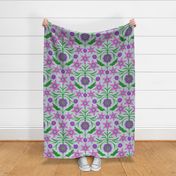 Audrey Floral Botanical Cottage Damask in Pink Purple Green Blue - LARGE SCALE - UnBlink Studio by Jackie Tahara