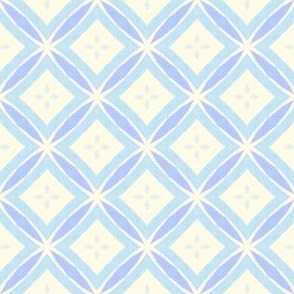Blue, Periwinkle, Pink,  Ivory Lattice Geometric