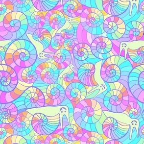 Silly spirally pastel rainbow snails