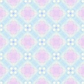 Pastel Purple and Ivory on Blue Abstract