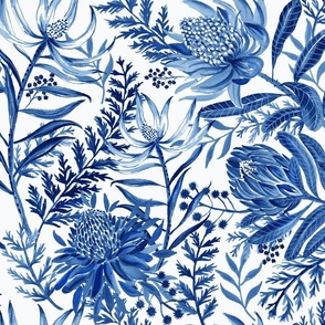 Blue and White Protea painted 