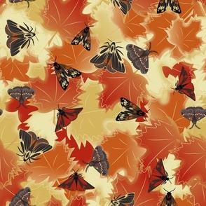 Autumn Moths and Leaves 
